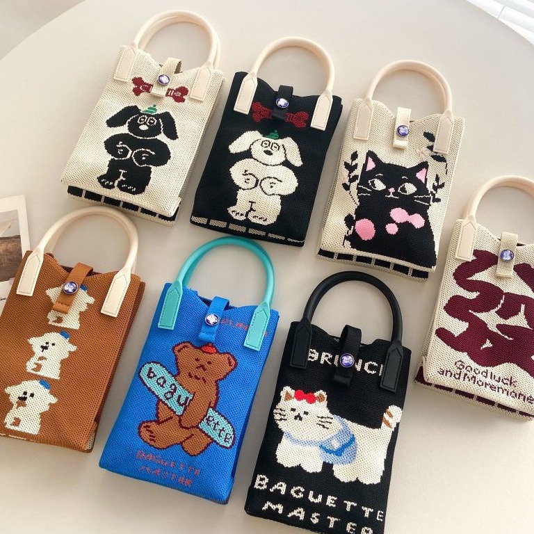 New Lucky Fortune Coin Purse Cute Mobile Phone Bag New Dog Cat Popular Handbag Shoulder Student Oblique