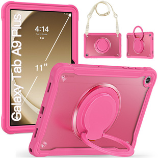 Suitable for Samsung Tab A9 X110 bracelet PC rotating bracket semi-transparent tablet case A9Plus strap protective case