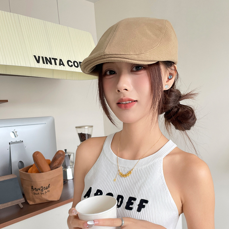 英伦风复古前进帽女夏季日系报童帽显脸小古着风反戴鸭舌画家帽子|undefined