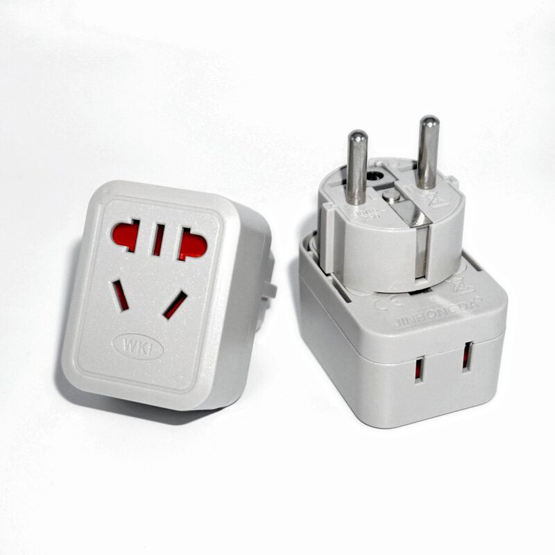Round foot European German standard European standard conversion plug one to two conversion socket abroad EU converter WKI-9