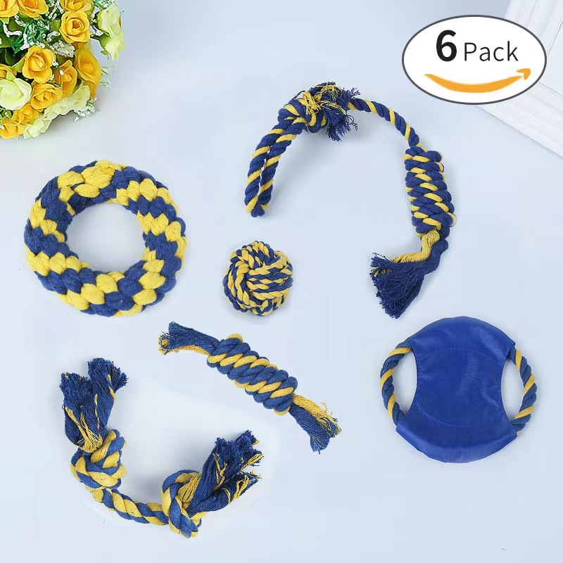 Amazon para juguetes de mascotas, juguetes de cuerda de algodón, perros de mascotas, dientes de molienda, juguetes resistentes a la mordida, en stock al por mayor.