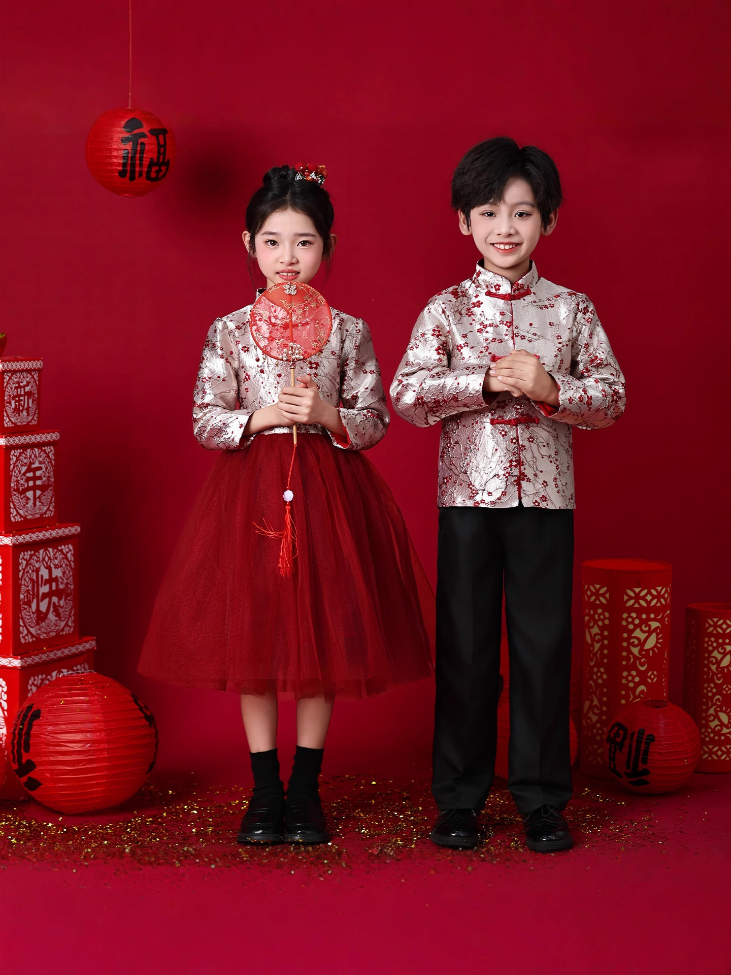 Children's suit for students, red dress 4