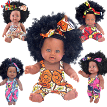 30厘米非洲爆炸头仿真洋娃娃搪胶公仔安抚玩偶女孩玩具批发散货