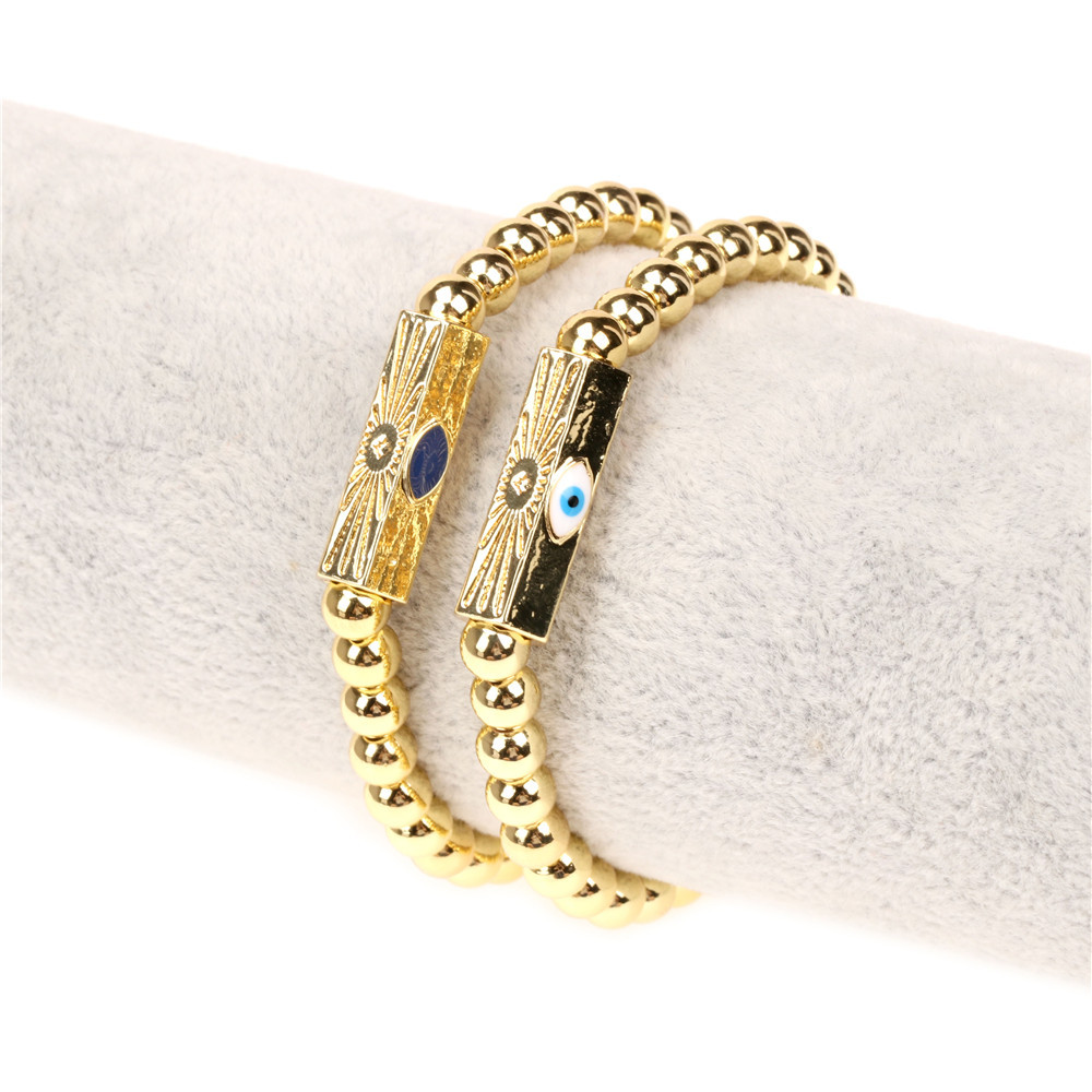 Devilu0027s Eye Oil Drop Copper Bracelet 2021 New Golden Bead Trendy Hip Hop Style Bracelets Wholesa