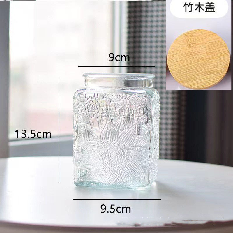 雕花海棠玻璃密封储物罐厨房家用干果零食大容量收纳喜糖罐食品级|undefined