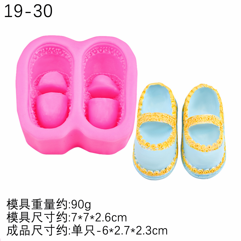 Baby Algodón Zapatos Zapatillas Decoración Molde de silicona Molde de jabón hecho a mano Molde colgante de yeso aromático Molde de chocolate