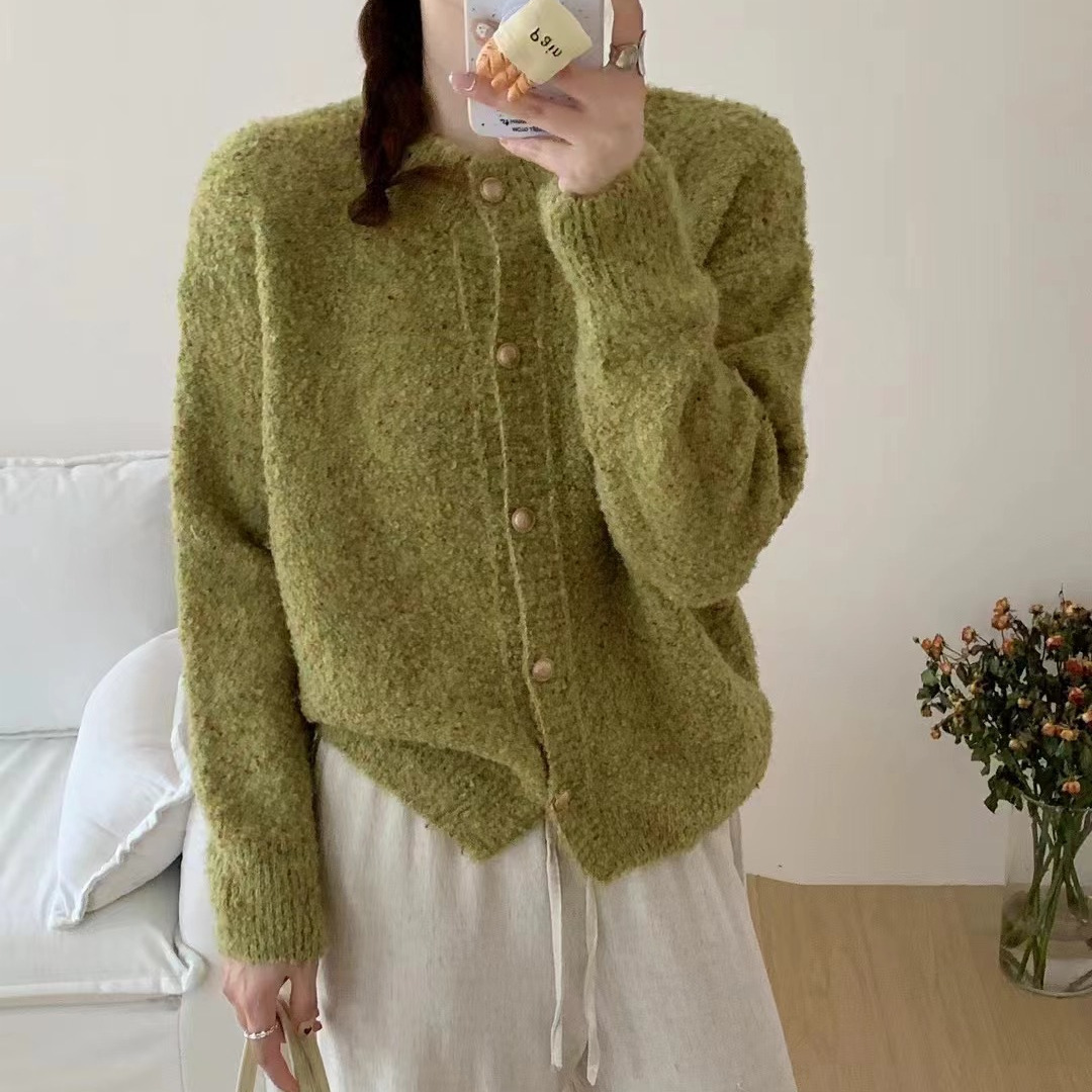 24 invierno Puyuan viento suave anillo glutinoso anillo de hilo redondo cuello de punto Cardigan de mujeres otoño invierno nuevo image 9