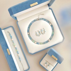 ブルーセット〜シーブルーイミテーションバロックパールネックレスレディースニッチ多用途ネックレス小さな新鮮な鎖骨チェーン