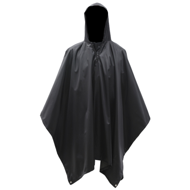 Al Aire Libre montañismo poncho de tres en uno Multi-funcional adulto capa impermeable PU impermeable 210T poliéster alfombra de piso Canopy