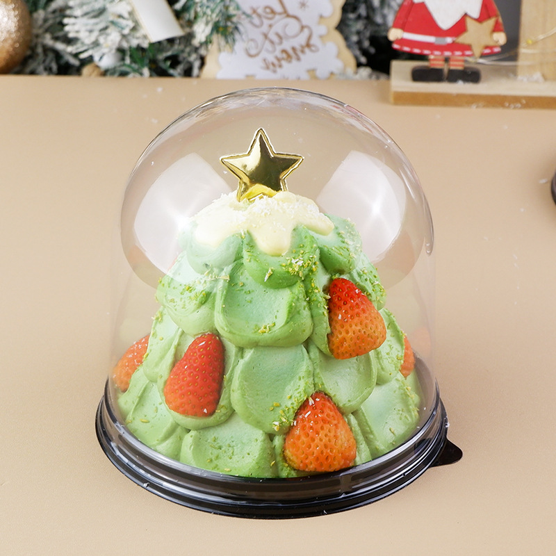 Caja de pastel de Navidad 4 pulgadas árbol de Navidad decoración de ancianos bola semicircular caja de regalo transparente caja de embalaje portátil para hornear