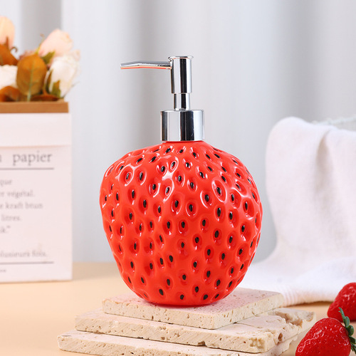 Strawberry-shaped lightweight luxury hand soap bottles, bathroom shampoo, shower gel, hand basin lotion bottles, enamel material