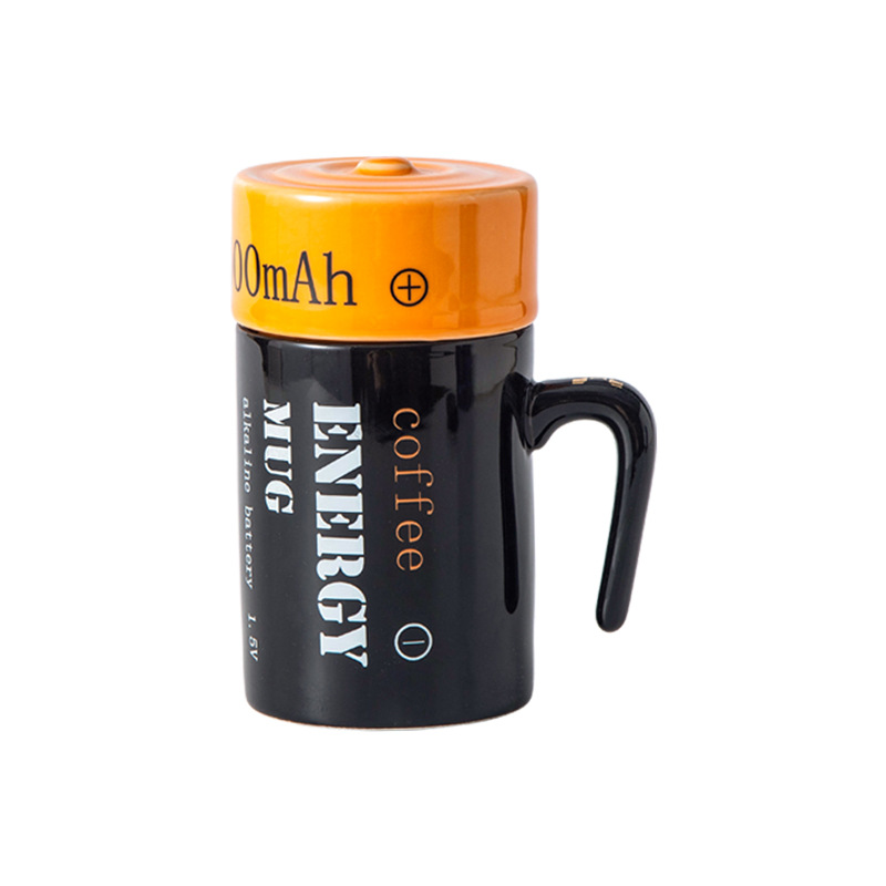 创意电池造型杯新颖陶瓷3D杯新奇特网红水杯马克杯咖啡杯厂家批发