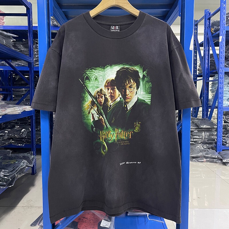 Saint Michael American Trendy Brand High Street Harry Potter Movie Vintage Washed Retro Short-Sleeved T-Shirt