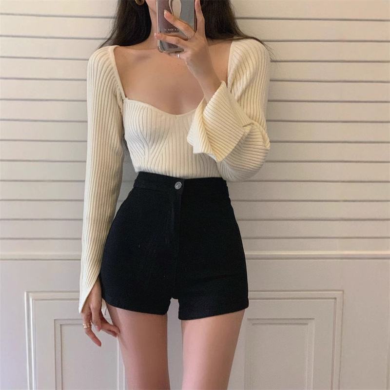 Little Red High Waist Denim Shorts Women's Summer New Arrival American Style Spice Girl Stretch Slim-Fit Slimming Hip-lift Hot Pants