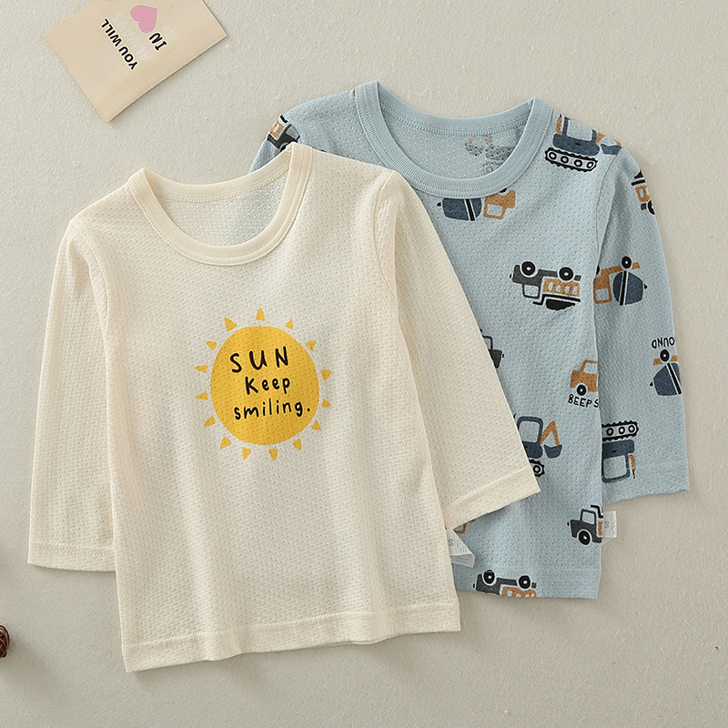 2023 Summer Clothes Baby's Long-sleeved T-shirt Boys' Base Top Cotton Non-fluorescent Thin Children's Home Wear Pajamas 2023 Summer Clothes Baby's Long-sleeved T-shirt Boys' Base Top Cotton Non-fluorescent Thin Children's Home Wear Pajamas
