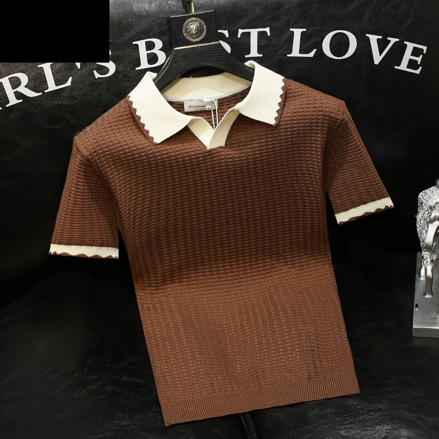 Polo camiseta de punto camiseta de manga corta hombre gaviota cuello V textural color antiguo viento camiseta de verano fábrica transfronteriza al por mayor