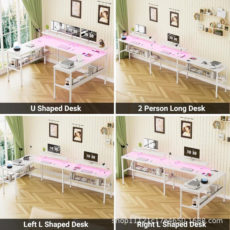 U-shaped desk with LED lights and sockets can be freely combined across the border reversible adjustable display U-shaped desk with LED lights and sockets can be freely combined across the border reversible adjustable display