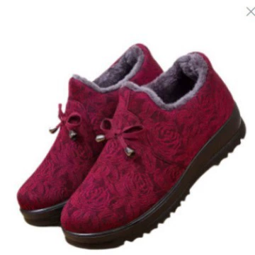 Зимняя старая пекинская обувь из ткани плюс бархат утолщение для пожилых людей теплая обувь красная хлопчатобумажная обувь мягкая подошва удобная хлопковая обувь для пожилых людей