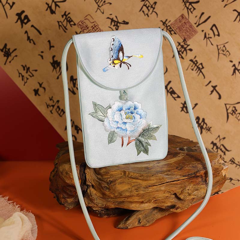 [Pedido al por mayor] Bolso de teléfono móvil bordado de estilo chino Nuevo bolso de teléfono móvil bordado Su de estilo chino Bolso de lona bordado Bolso diagonal