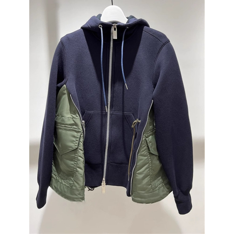 Fog Sacai Jacket for Women 2023 Spring New Style Top with Zipper, Warm Hooded Drawstring Loose Sweatshirt