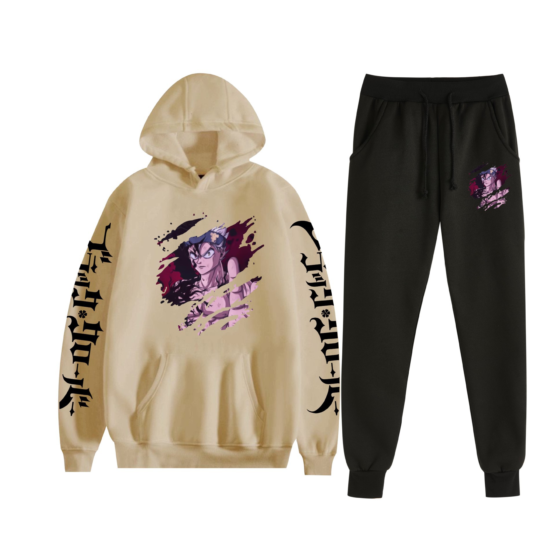 Comercio exterior nuevo estilo riman black trébol de cuatro hojas-Black Clover suéter con capucha corsés traje de dos piezas