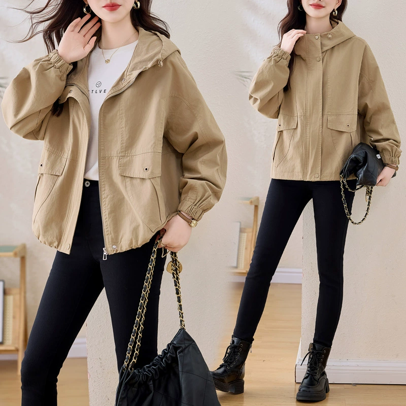 Короткая куртка женская 2025 новая весна и осень маленькая модная иностранная повседневная дикая корейская версия свободной куртки ветровка