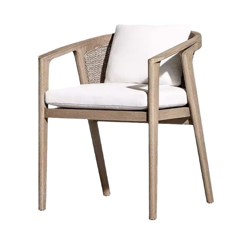 Mesas y sillas al aire libre de ocio nórdico personalizadas combinación de patio de villa al aire libre jardín impermeable muebles de madera maciza mesa de comedor silla de mimbre