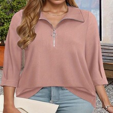 H 36281 Zipper V Neck T Shirt ����V��T�� �羳����ѷŷ��