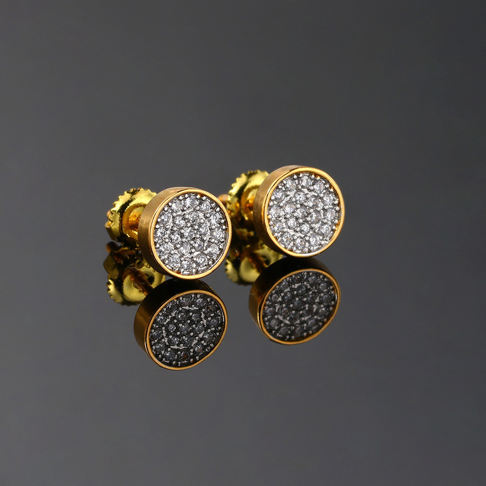 1 Pair Vintage Style Geometric Color Block Plating Inlay Copper Zircon Gold Plated Ear Studs display picture 3