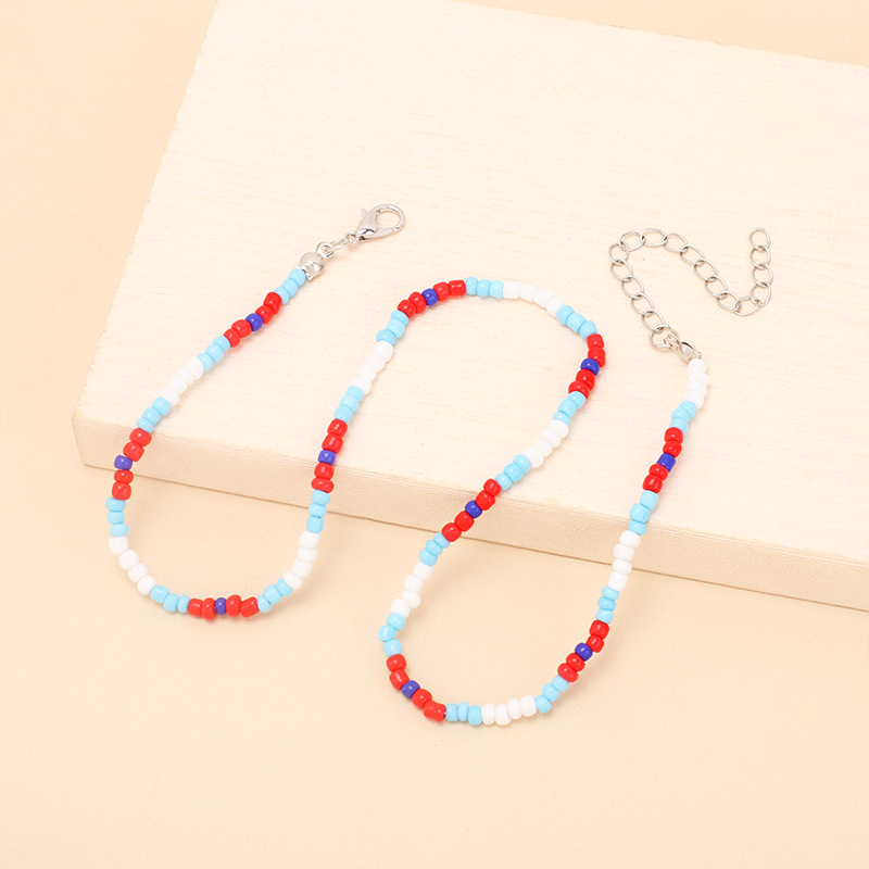 9g Weight Necklace Classification Wedding, Travel Occasion Women'S Gender Ethnic Clashing Color Beaded Necklace Bracelet Combination Wholesale Nihaojewelry 6