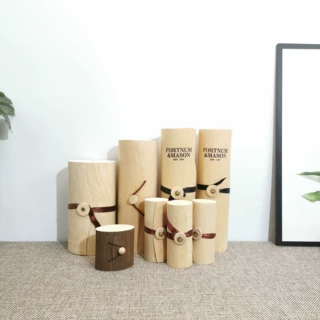 定做树皮盒柱形桦木 木质礼品包装盒圆形纽扣封装茶叶盒加印LOGO