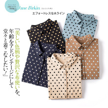 外贸出口日单棉弹小波点精致尖领短袖直筒气质休闲舒适衬衫上衣女