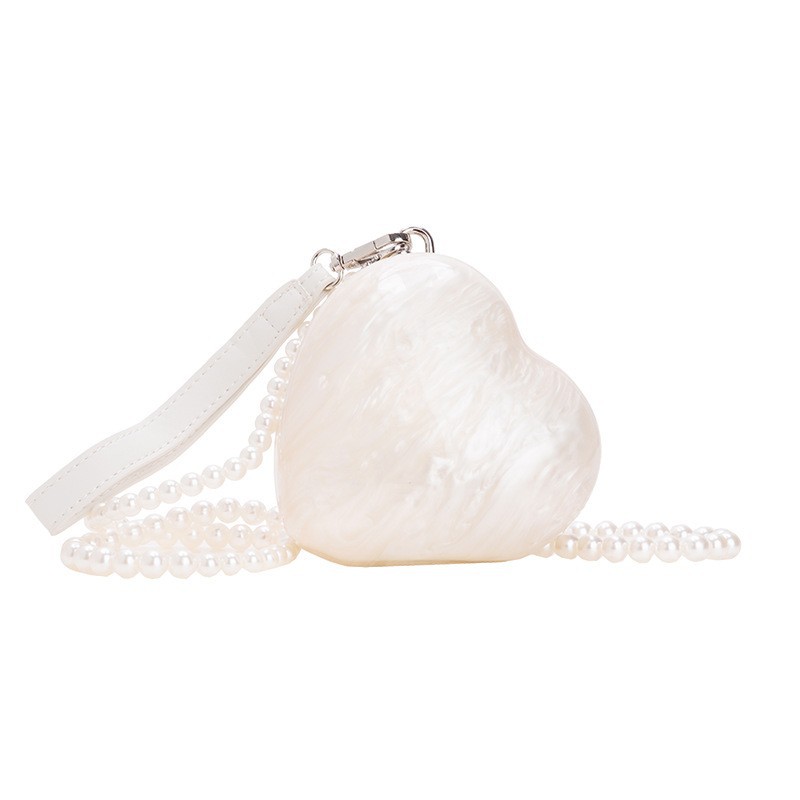 Comercio exterior transfronterizo damas nueva bolsa de cena de moda piedra amor acrílico bolsa de cena de hombro único bolso de mano