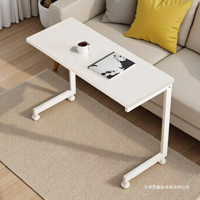 Home-Use Low Folding Table, Mobile Bedside Computer Desk, Coffee Table, Living Room Sofa Side Table with Wheels, Bedroom Floor-Standing Table