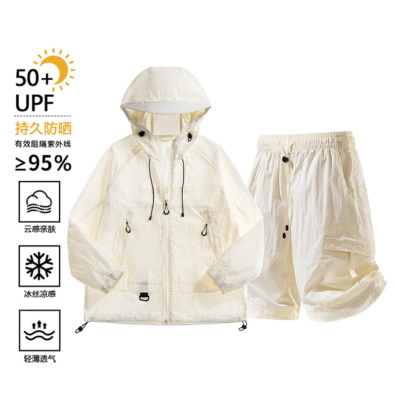 [Featured Quality] Summer Couple Set with Hooded Sun Protection Shirt, Ultra-thin, Breathable, Lightweight Outdoor Sun Protection Shirt