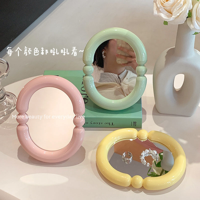 Espejo de belleza de color caramelo de escritorio dormitorio mirillo plegable dormitorio de estudiantes espejo de maquillaje de alta definición