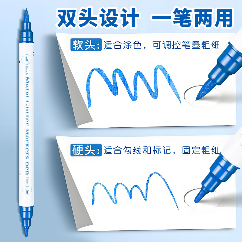 Aiye Beauty Pen-Juego de 10 colores, bolígrafo con gancho colorido, tarjeta de felicitación nacarada, manual de pintura, rotulador de cabeza blanda de doble cabeza