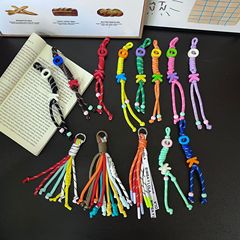 新しいドーパミンカラー織りストラップペンダント miu バッグペンダントジュエリー女性のコントラストレターキーホルダーアクセサリー