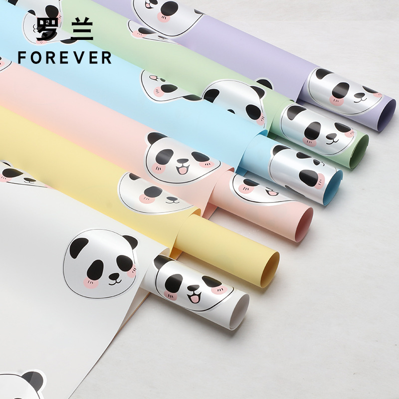 Roland oso oso de dibujos animados oso ramo de flores regalos hechos a mano papel de embalaje impermeable película de perla florista material de flor