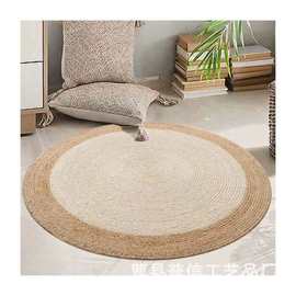 北欧藤编蒲草草绳编织地毯地垫轻奢风服装店客厅卧室装饰摄影垫子