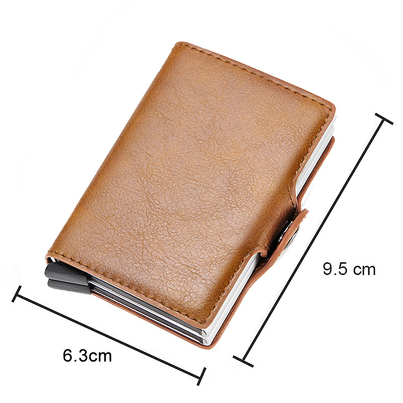 RFID antirrobo cepillo doble caja metal automático titular de la tarjeta de aleación de aluminio de gran capacidad de un solo clic Tarjeta de fibra de carbono titular de la tarjeta