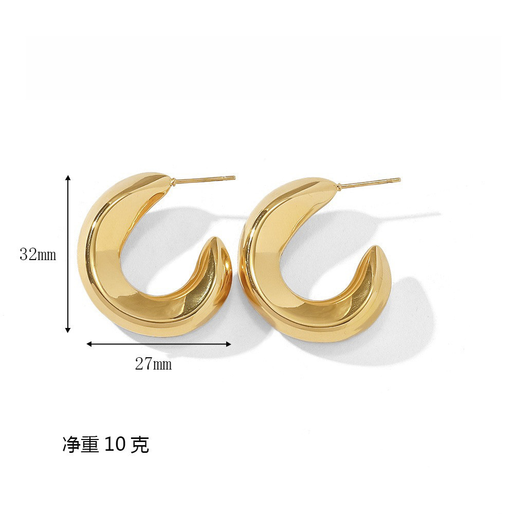 C 자형 중공 귀걸이 골드