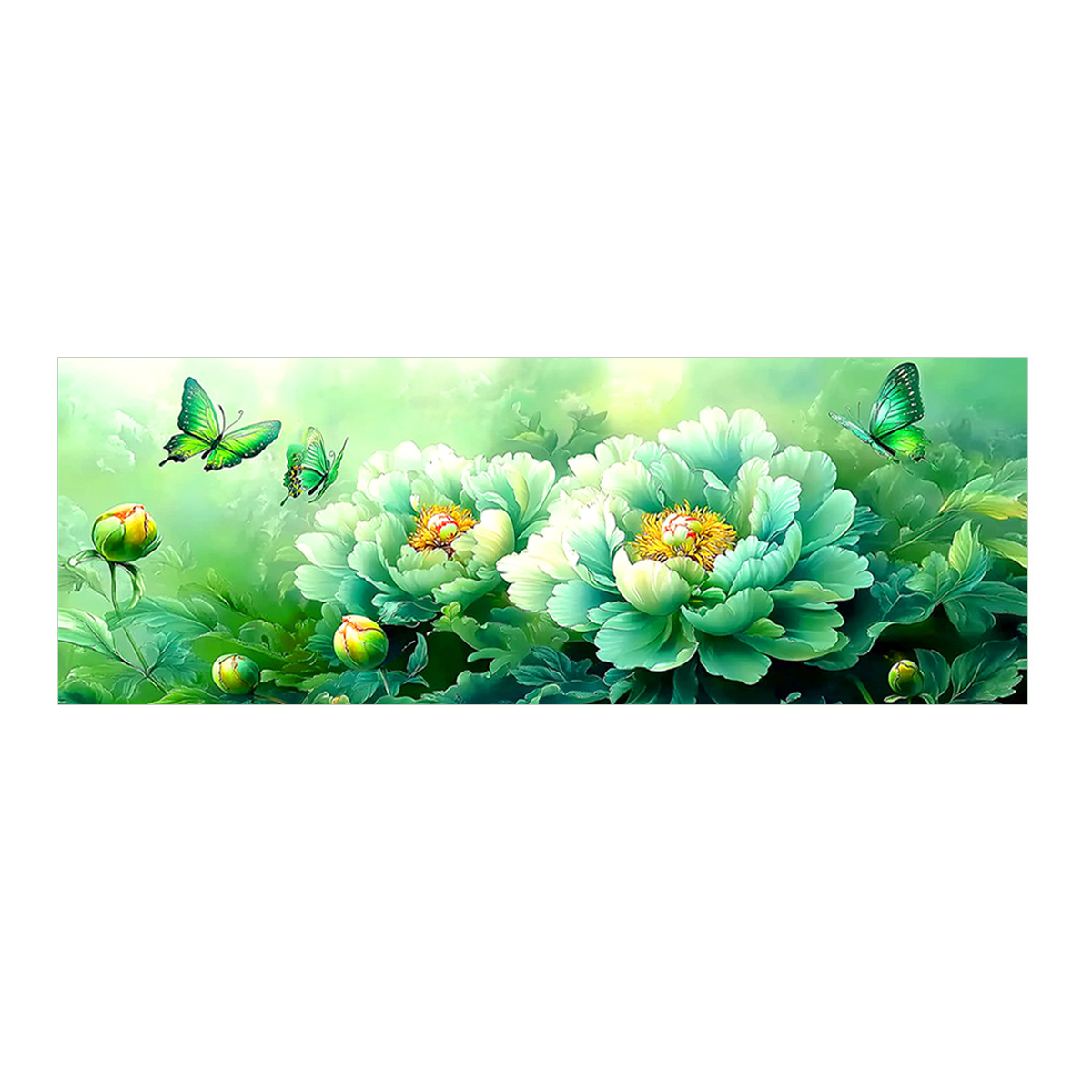 [Algodón importado] Mona Lisa real bordado cruzado mariposa peonía verde decoración floral china bordado a mano image 5