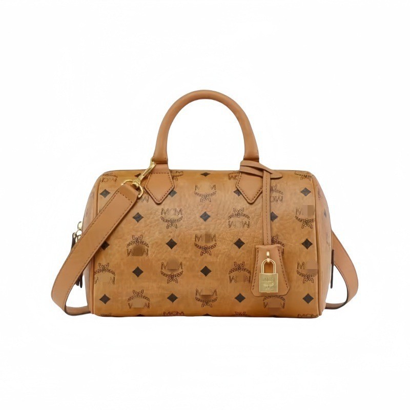 M-Style Women's Bag 2025 New Boston Monogram Print Gold Lock Pillow Bag Single Shoulder Crossbody Handbag - Thumbnail 5
