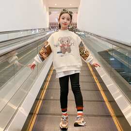女童卫衣秋装2025新款童装春秋时髦洋气流行女孩中大童圆领上衣服