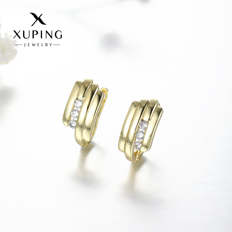 Xuping transfronterizo europa y americana aleación de cobre galvanizado 14k color nicho temperamento pendientes de orejas delicados orejas simples