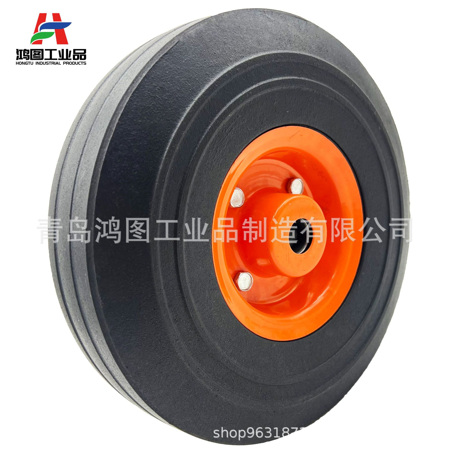 10寸胶粉轮推车货仓车轮子设备重型脚轮高载重10x2.5橡胶实心轮胎