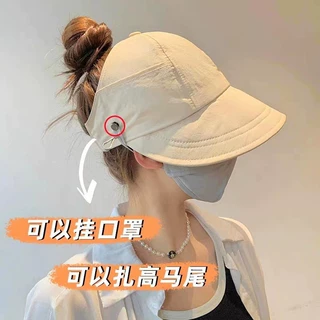 2024夏季帽子薄款透气速干鸭舌帽可扎马尾防晒帽女空顶遮阳太阳帽