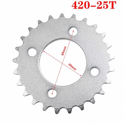 420 428 520 530 sprocket for motorcycle and go-kart speed-up modification, gear disc, fuel saver (Dəbilqə (Kaska) aksesuarları) - 4-holes-420-25-teeth-48mm-inner-hole-spacing-68mm