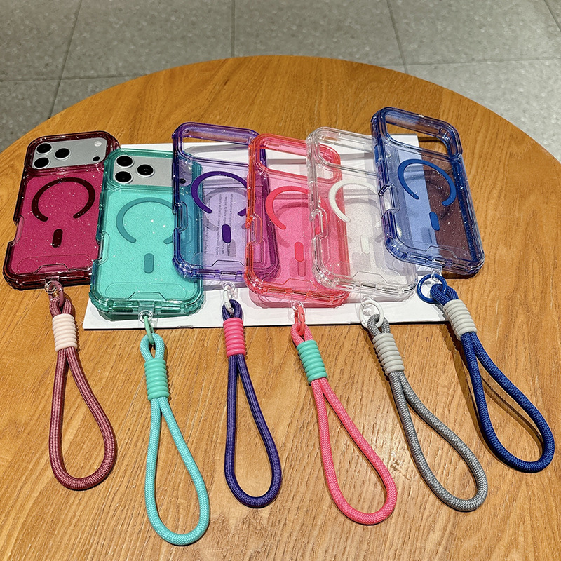 Funda Magnética con Brillo para iPhone 17 18 Pro Max y Apple 16 de TPU Tres en Uno Anti-caída
